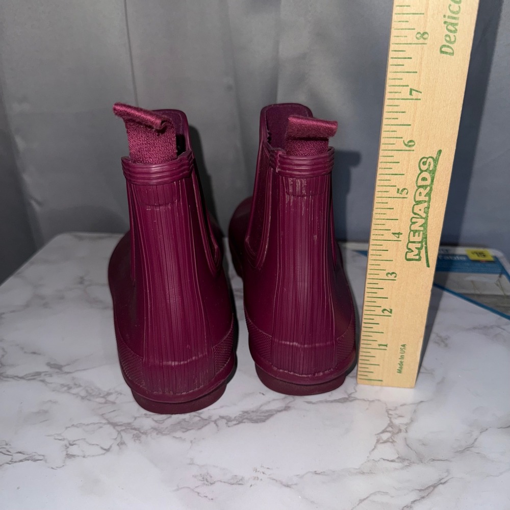 Hunter Original Chelsea Boots Women 8 Burgundy/Plum Matte Waterproof Rain Ankle - Picture 4 of 11
